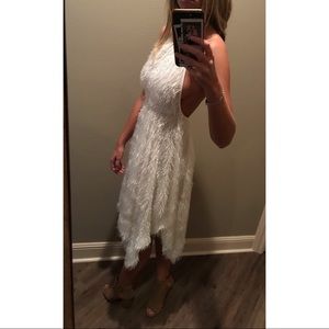 NWT sexy backless white tassel dress